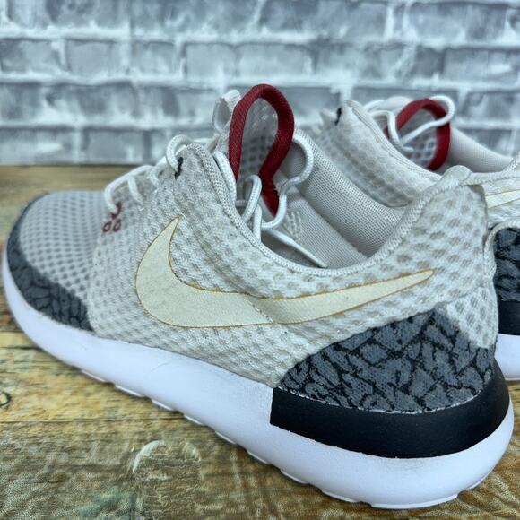 Nike Roshe One BR Triple White Jordan 3 Cement Custom 718552-110 Mens Size 8.5 - Picture 8 of 13